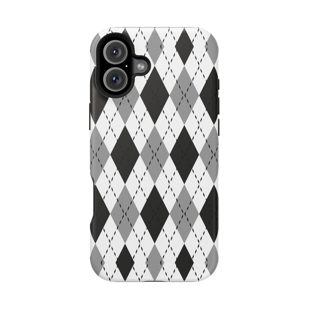 Monochrome Argyle MagSafe Tough iPhone Case