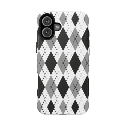 Monochrome Argyle MagSafe Tough iPhone Case