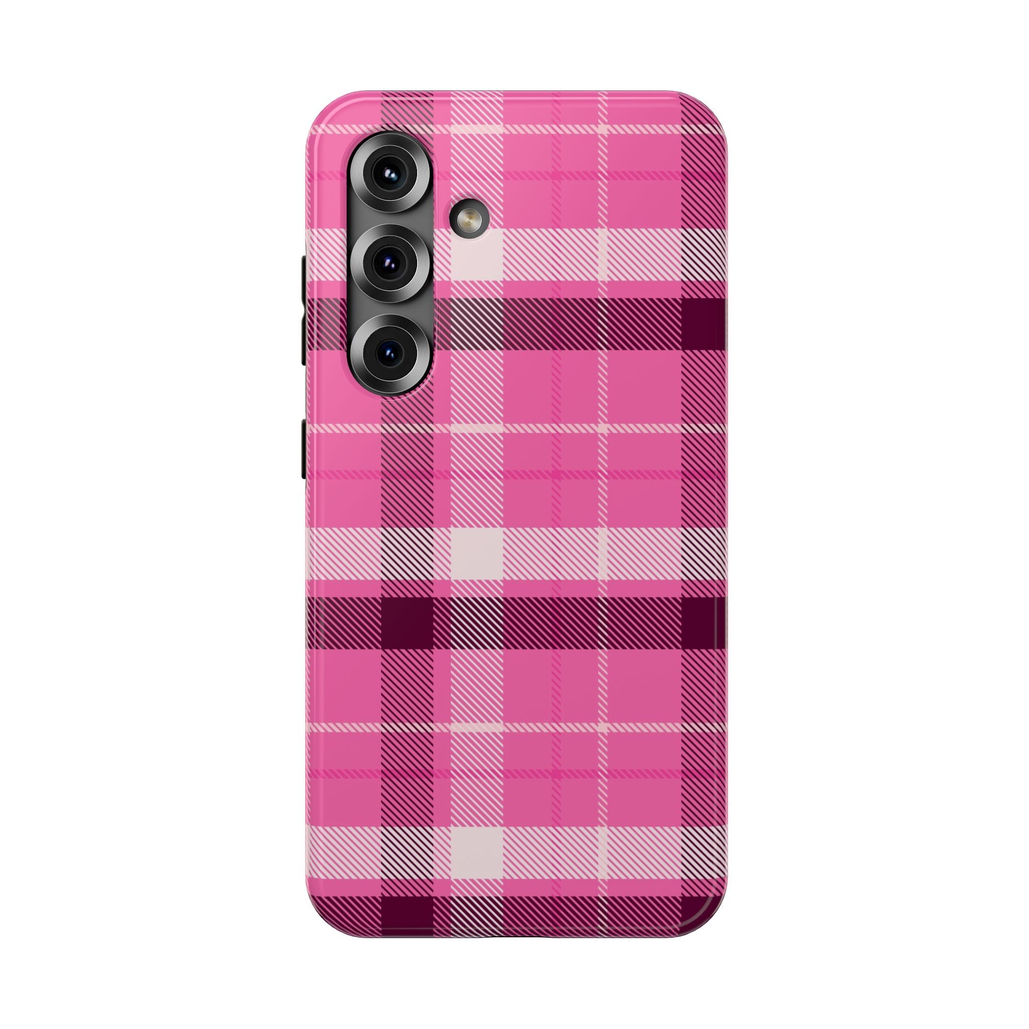 Pink Plaid Tough Samsung Case