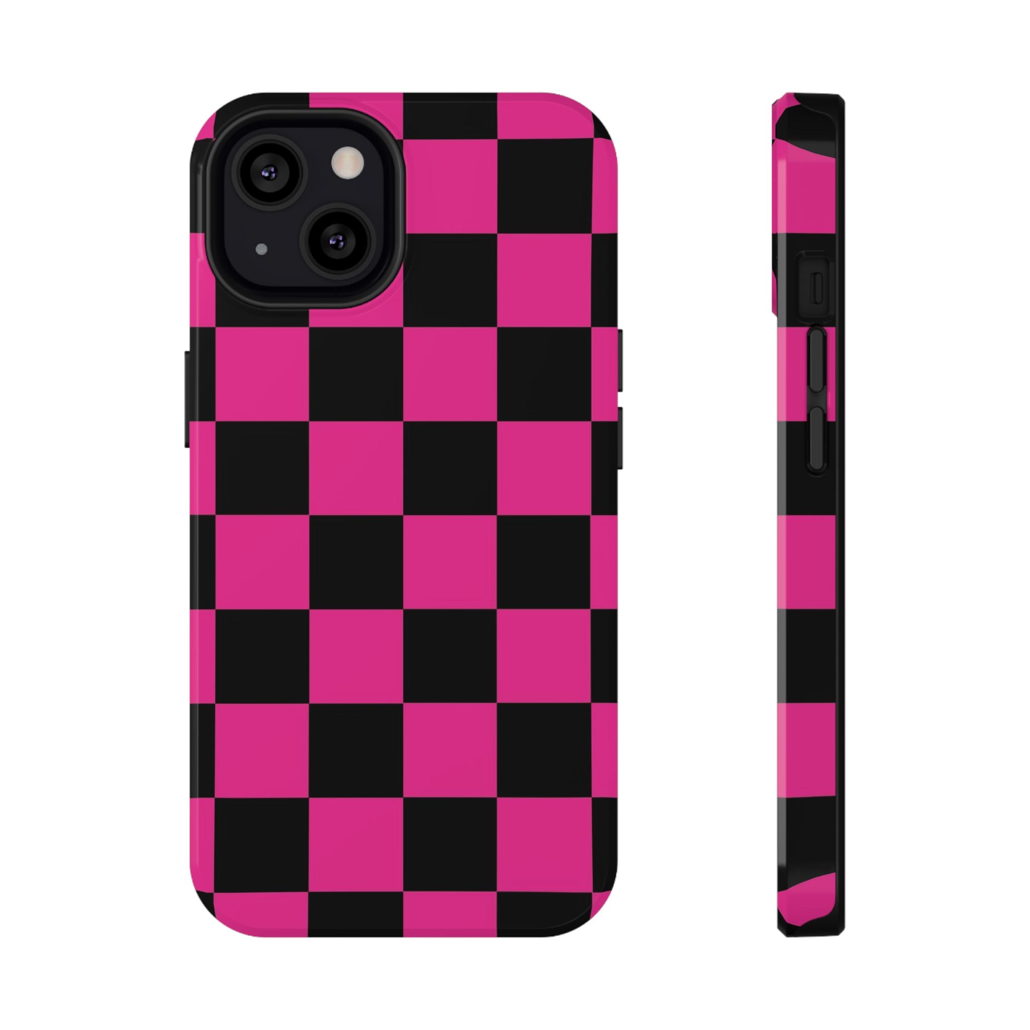 Pink Grid Tough iPhone Case