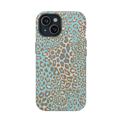 Faded Blue Leopard MagSafe Tough iPhone Case