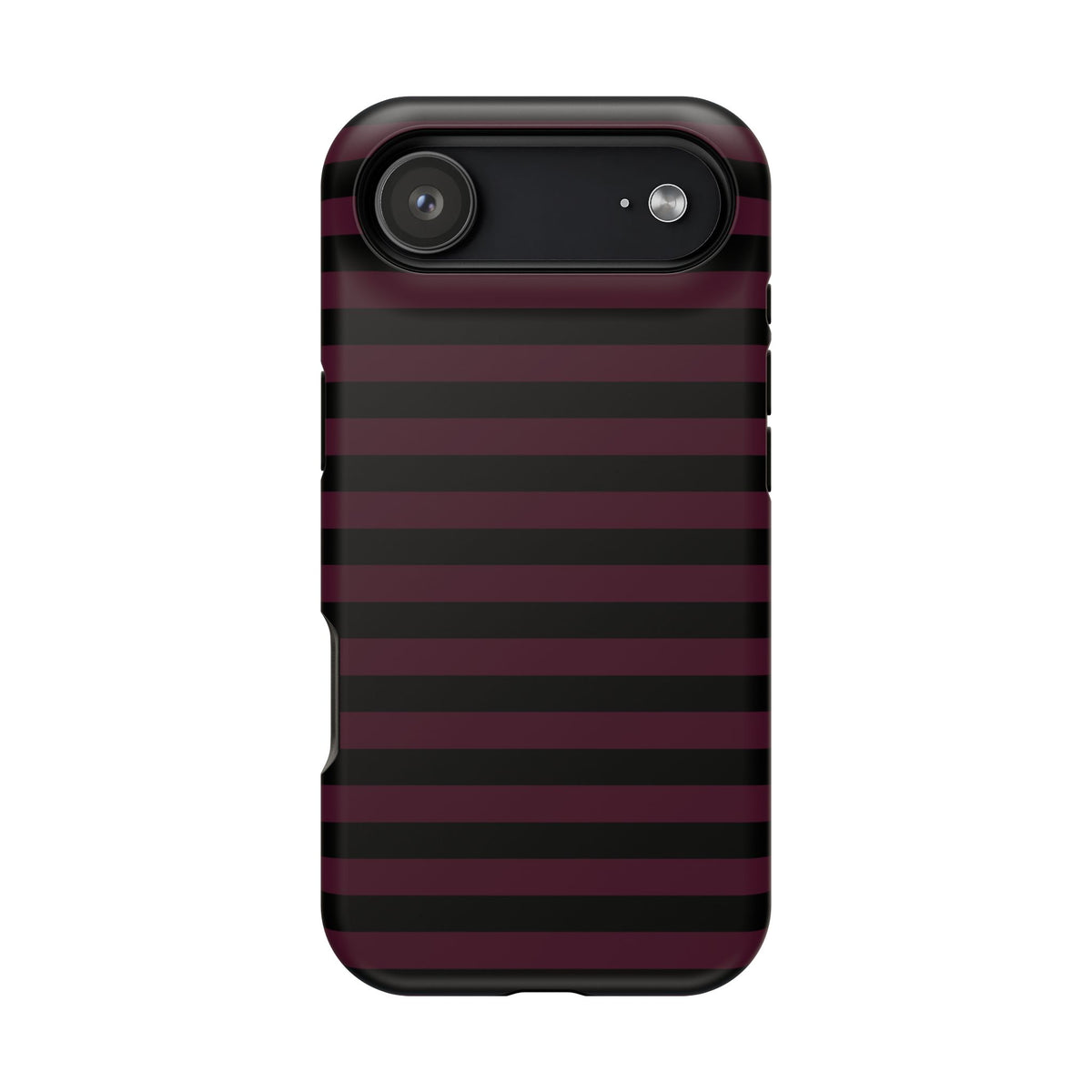 Burgundy and Black Stripes MagSafe Tough iPhone Case