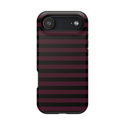 Burgundy and Black Stripes MagSafe Tough iPhone Case