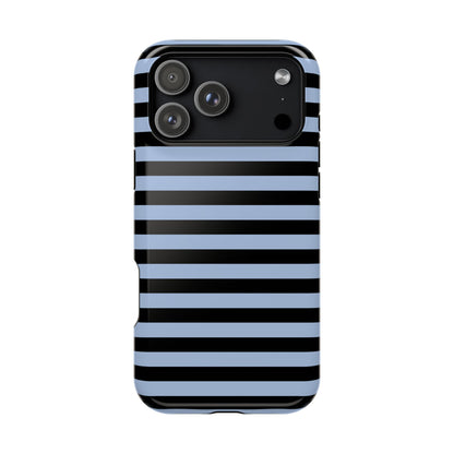 Faded Blue and Black Stripes MagSafe Tough iPhone Case