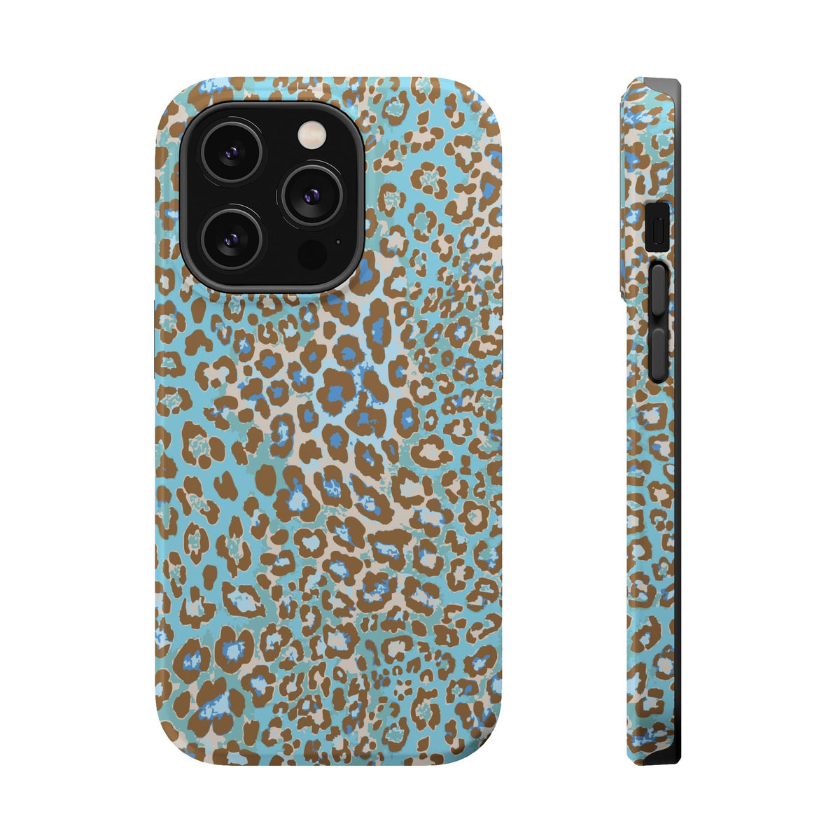 Faded Blue Leopard MagSafe Tough iPhone Case