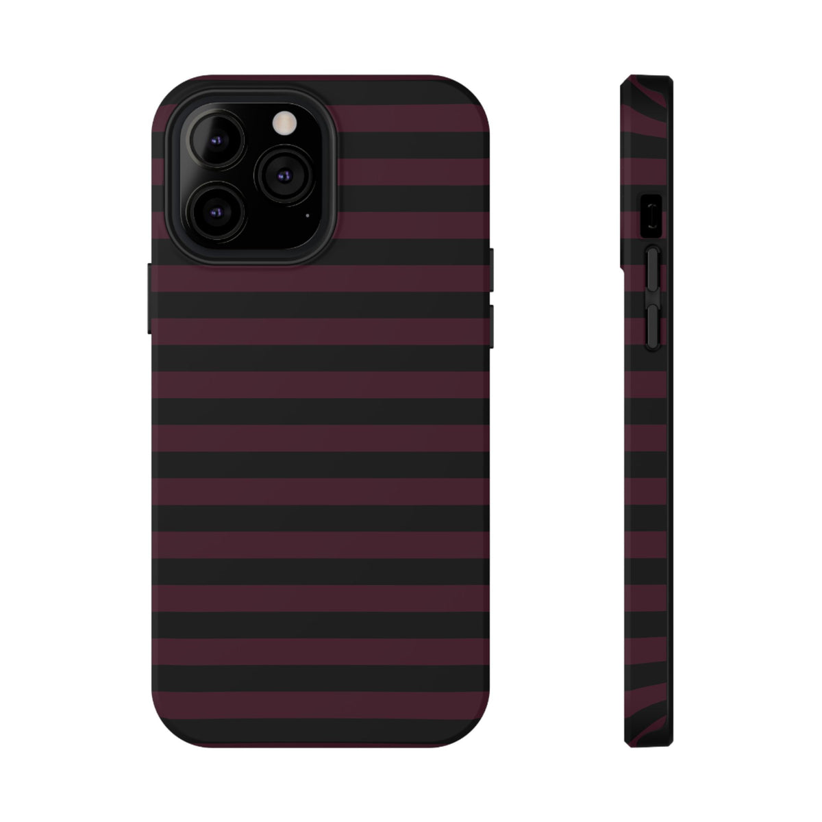 Burgundy and Black Stripes MagSafe Tough iPhone Case
