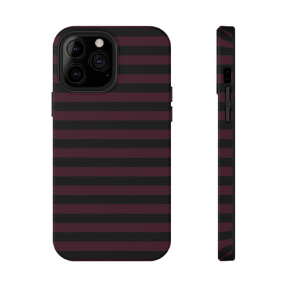 Burgundy and Black Stripes MagSafe Tough iPhone Case