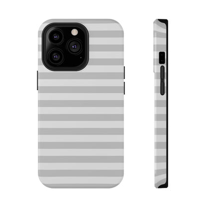 White and Grey Stripes MagSafe Tough iPhone Case