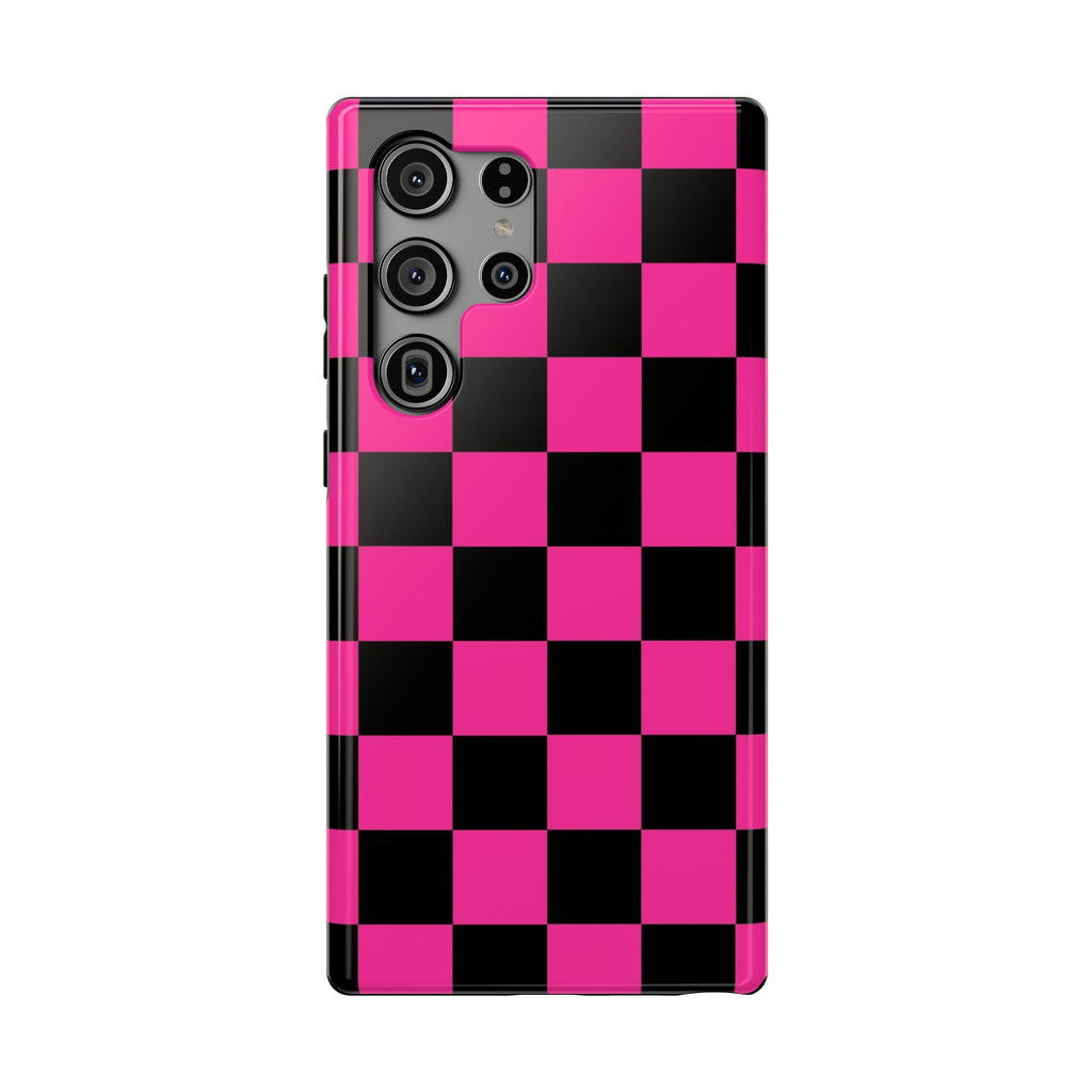 Pink Grid Tough Samsung Case