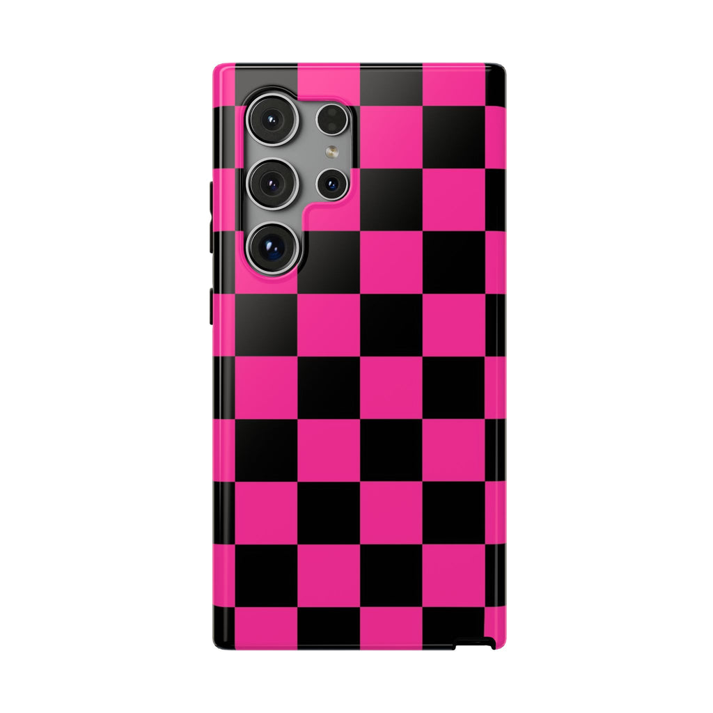 Pink Grid Tough Samsung Case