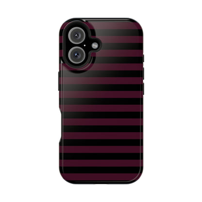 Burgundy and Black Stripes MagSafe Tough iPhone Case