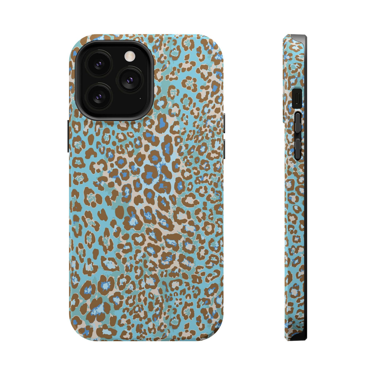 Faded Blue Leopard MagSafe Tough iPhone Case