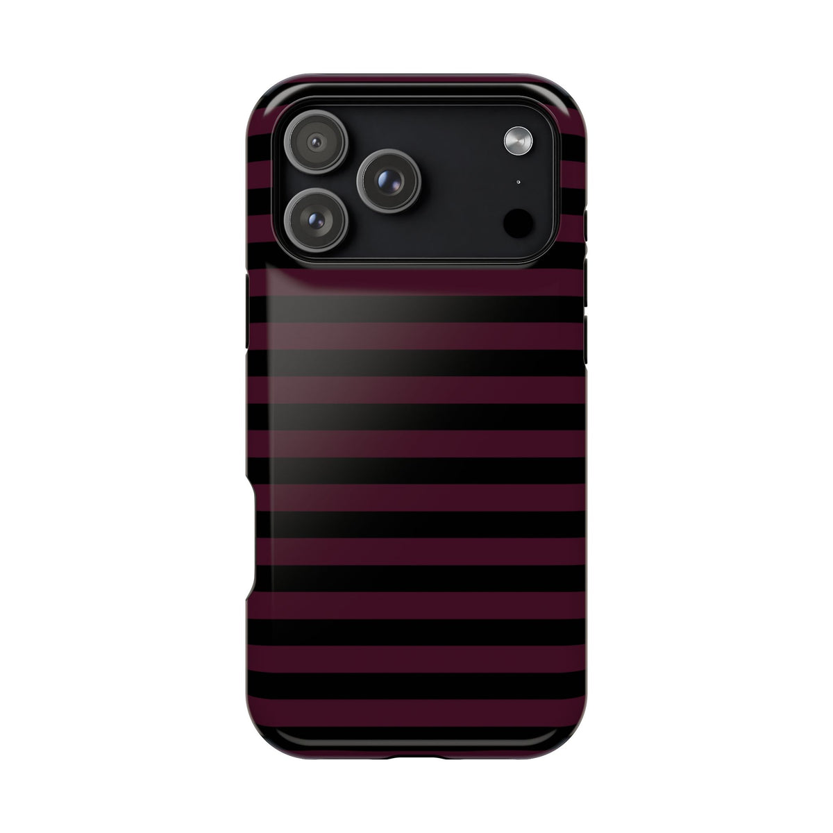 Burgundy and Black Stripes MagSafe Tough iPhone Case