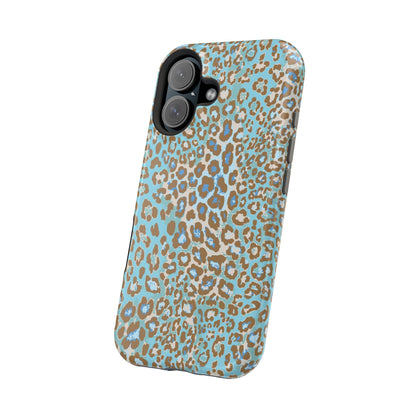 Faded Blue Leopard MagSafe Tough iPhone Case
