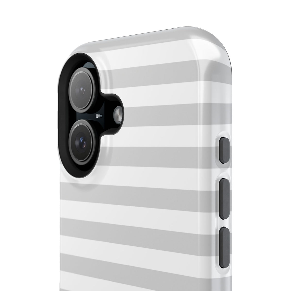 White and Grey Stripes MagSafe Tough iPhone Case