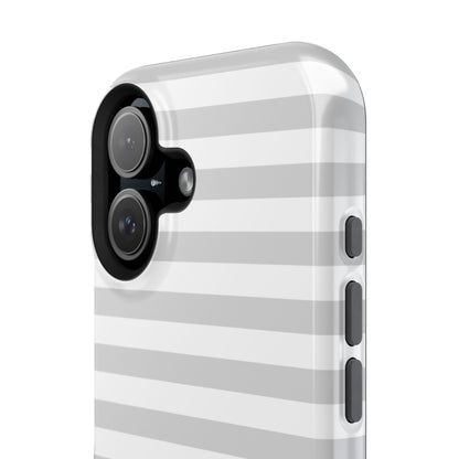 White and Grey Stripes MagSafe Tough iPhone Case