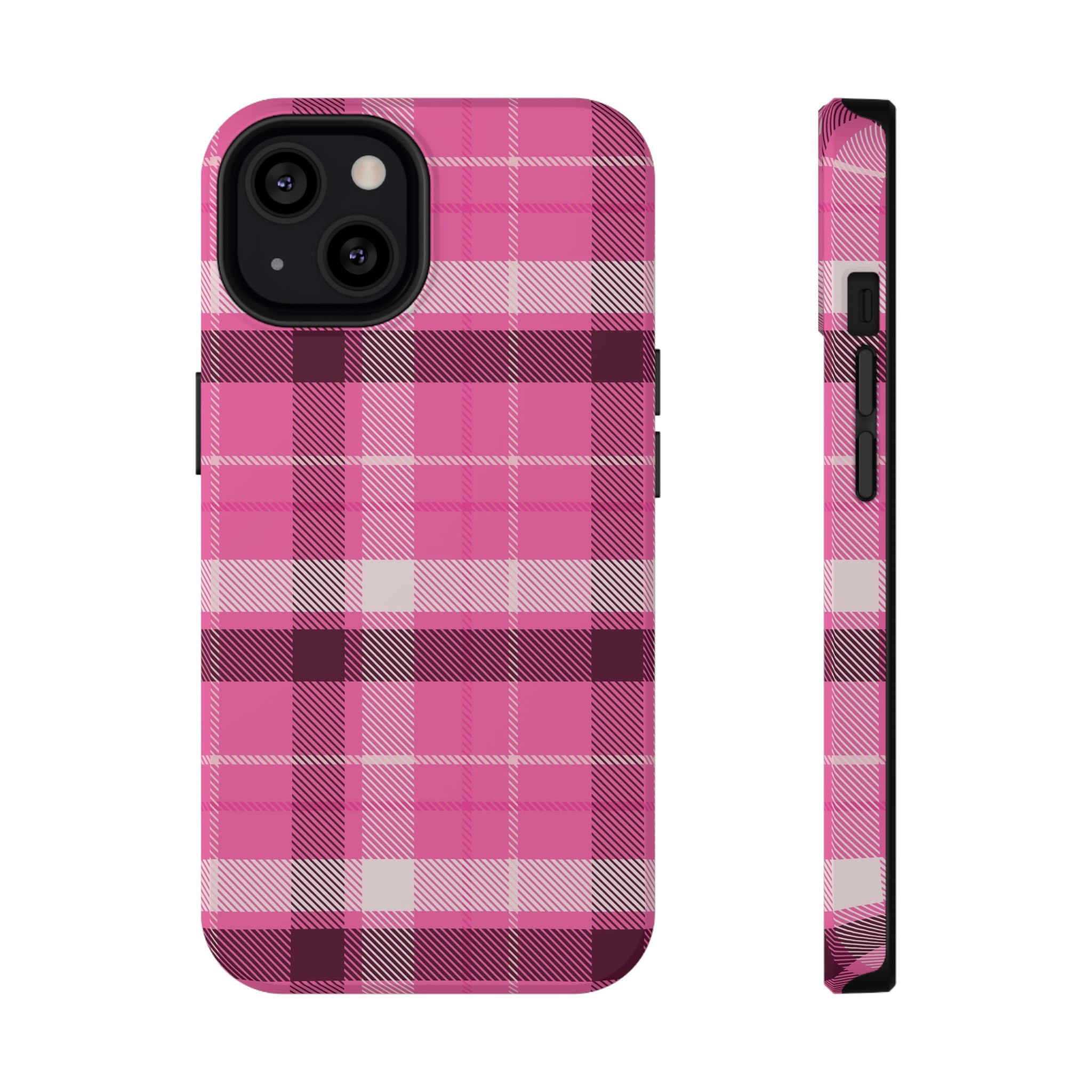 Pink Plaid Tough iPhone Case