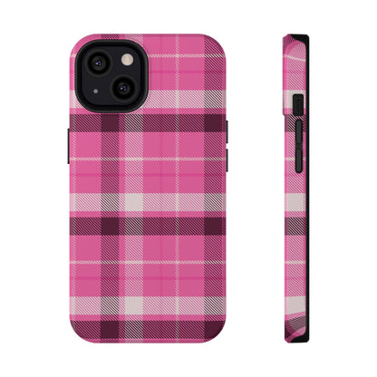 Pink Plaid MagSafe Tough iPhone Case