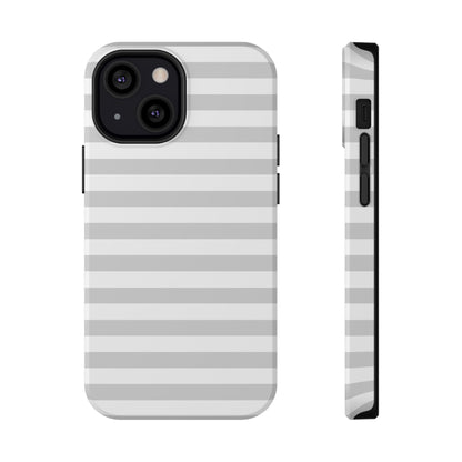 White and Grey Stripes MagSafe Tough iPhone Case