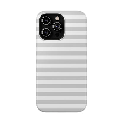White and Grey Stripes MagSafe Tough iPhone Case