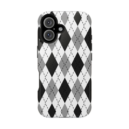 Monochrome Argyle MagSafe Tough iPhone Case