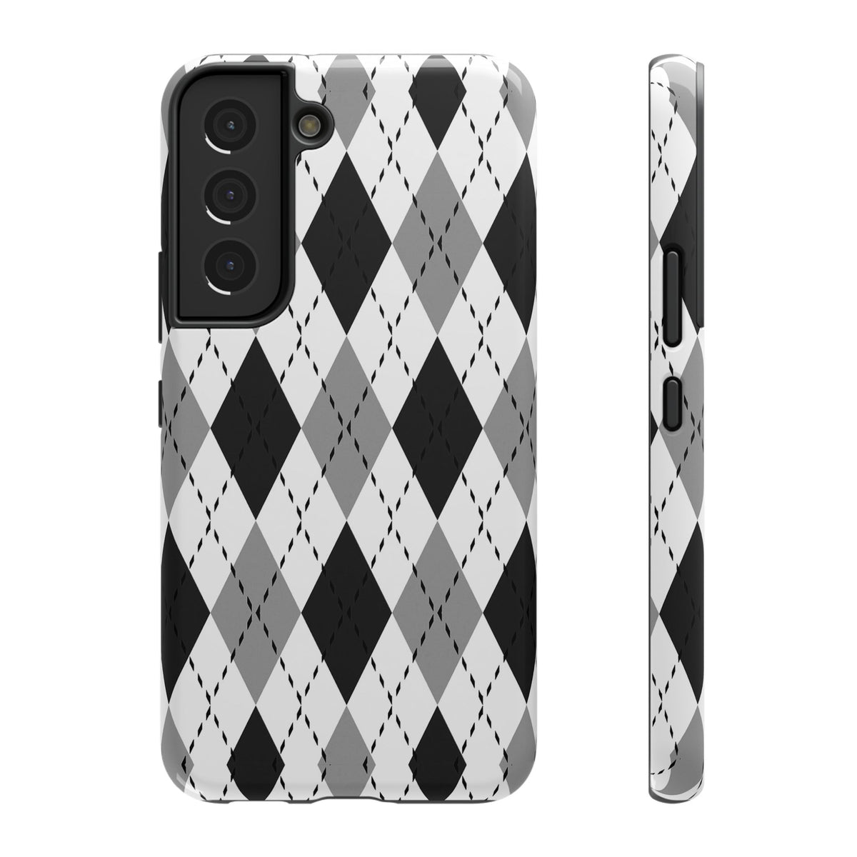 Monochrome Argyle Tough Samsung Case
