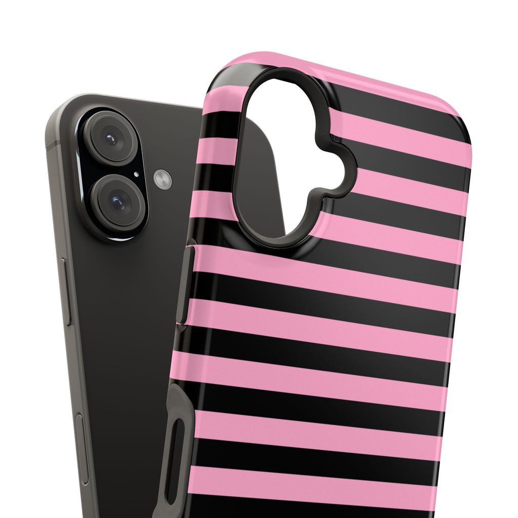 Light Pink and Black Stripes Tough iPhone Case