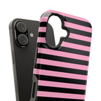 Light Pink and Black Stripes Tough iPhone Case