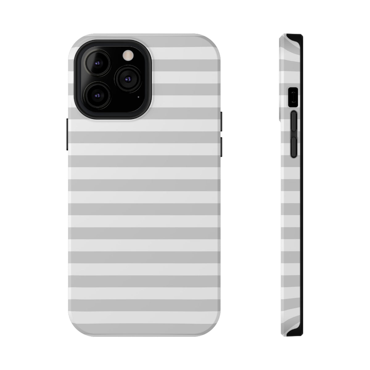 White and Grey Stripes MagSafe Tough iPhone Case