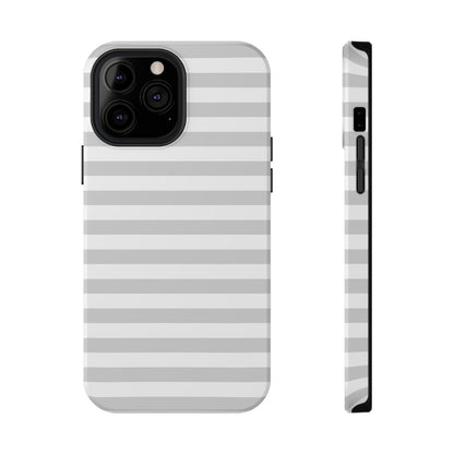 White and Grey Stripes MagSafe Tough iPhone Case