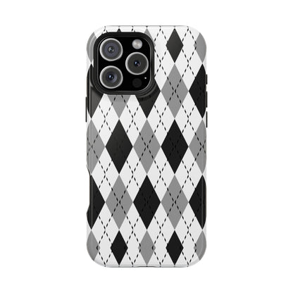 Monochrome Argyle MagSafe Tough iPhone Case