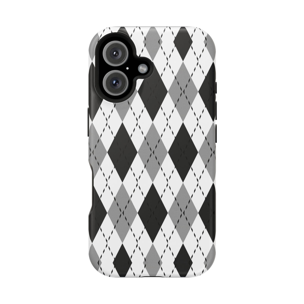 Monochrome Argyle MagSafe Tough iPhone Case