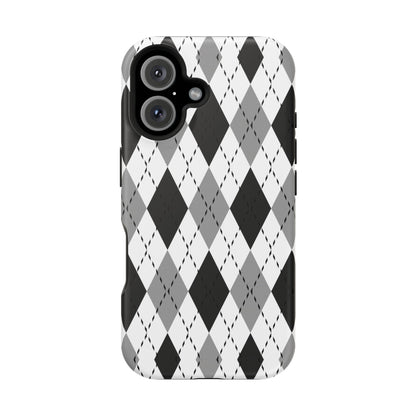 Monochrome Argyle MagSafe Tough iPhone Case