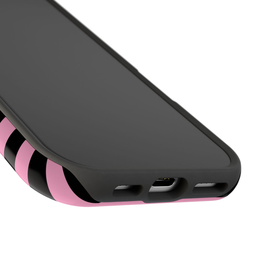 Light Pink and Black Stripes Tough iPhone Case