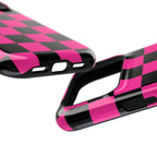 Pink Grid Tough iPhone Case