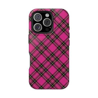 Pink Tartan MagSafe Tough iPhone Case