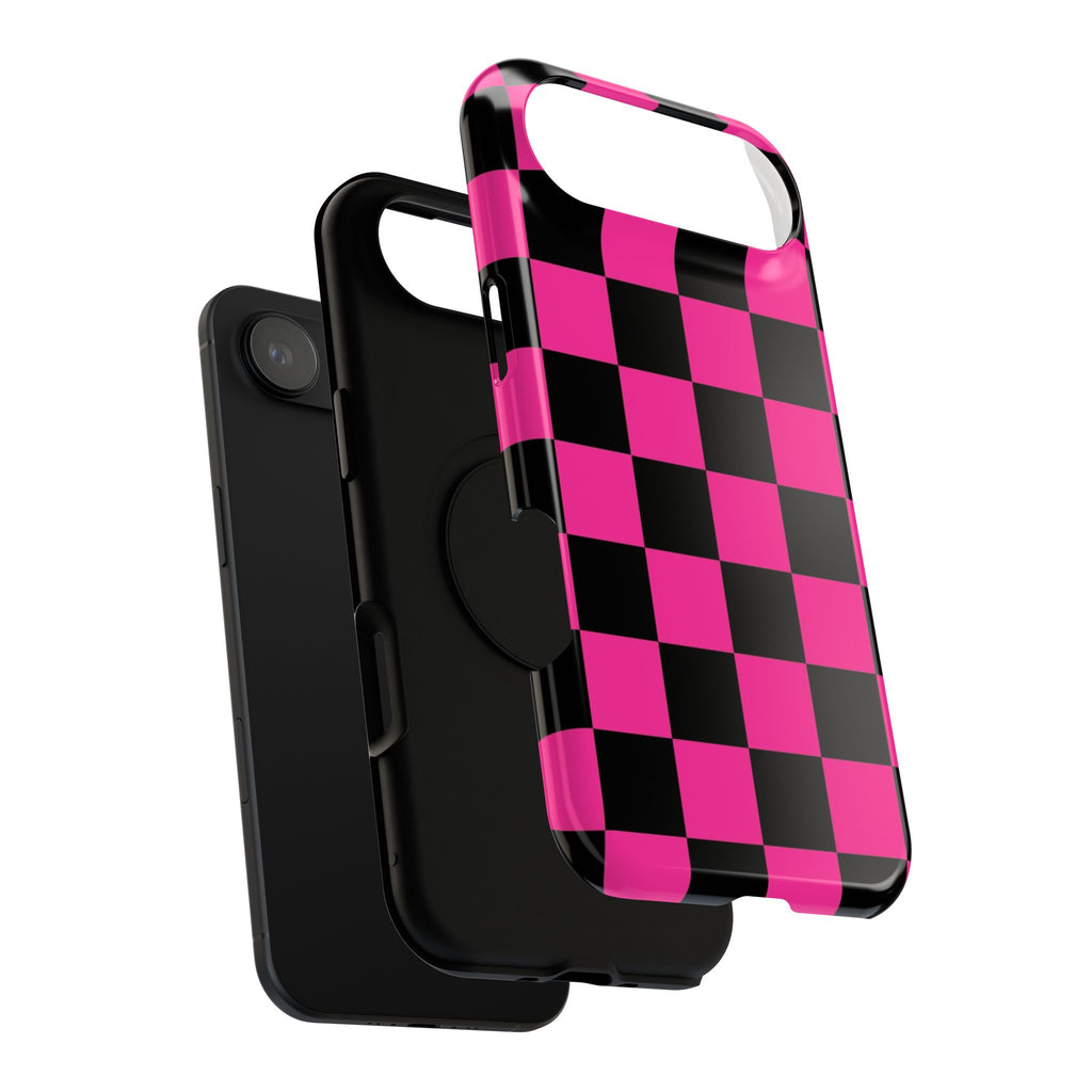 Pink Grid Tough iPhone Case