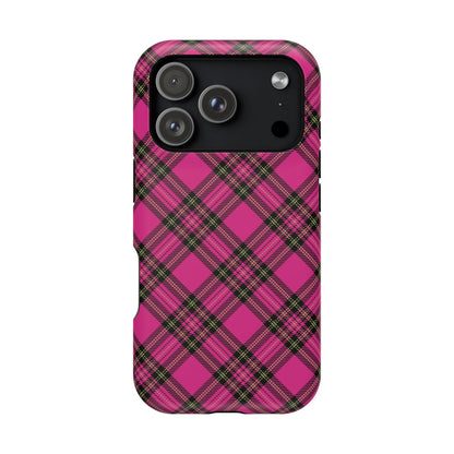 Pink Tartan MagSafe Tough iPhone Case