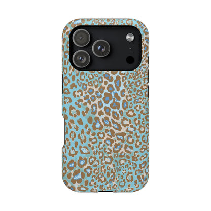 Faded Blue Leopard MagSafe Tough iPhone Case