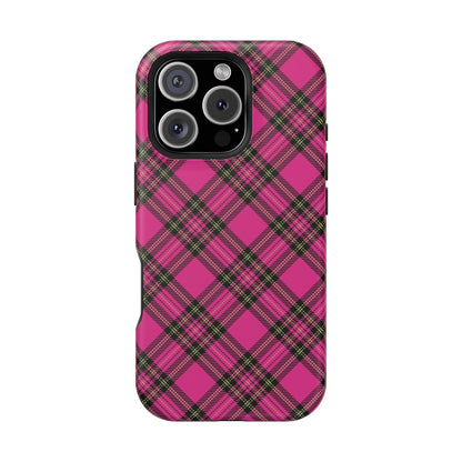 Pink Tartan MagSafe Tough iPhone Case