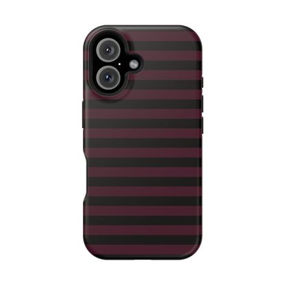 Burgundy and Black Stripes MagSafe Tough iPhone Case
