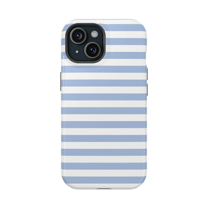 White and Blue Stripes MagSafe Tough iPhone Case