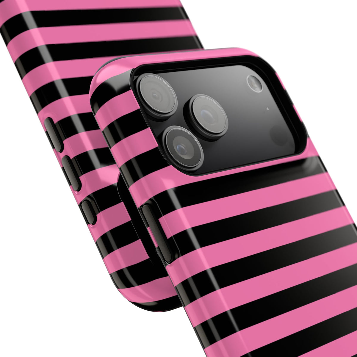 Pink and Black Stripes Tough iPhone Case