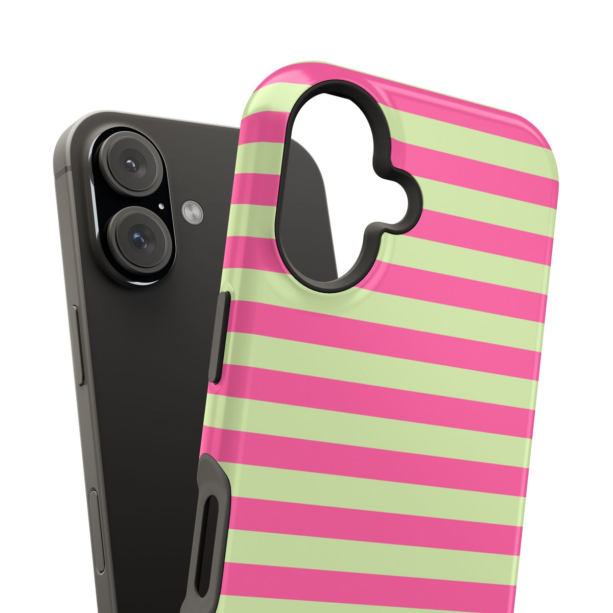 Pink and Green Stripes Tough iPhone Case