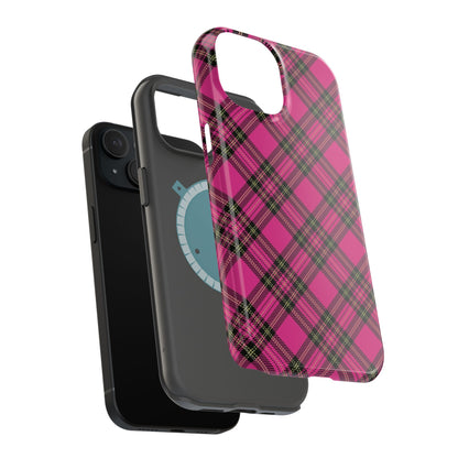 Pink Tartan MagSafe Tough iPhone Case
