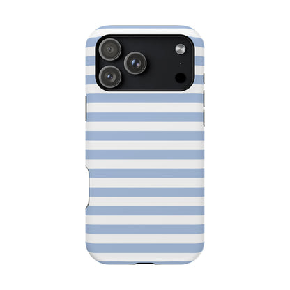 White and Blue Stripes MagSafe Tough iPhone Case
