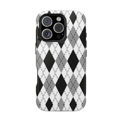Monochrome Argyle MagSafe Tough iPhone Case