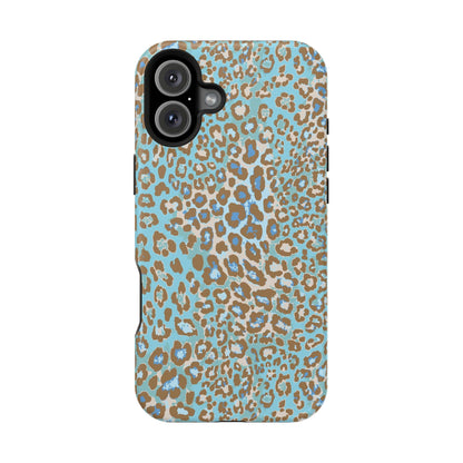 Faded Blue Leopard MagSafe Tough iPhone Case