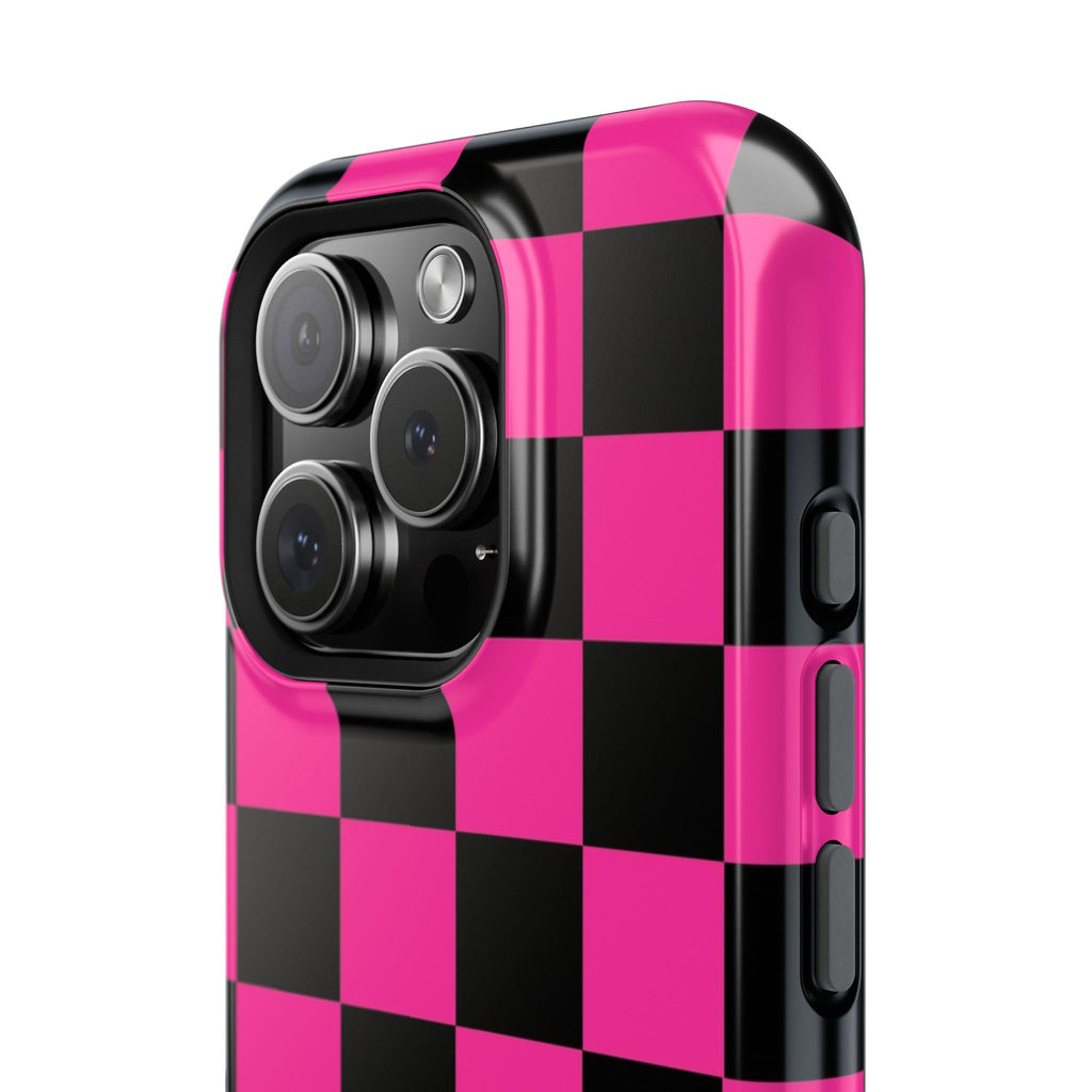 Pink Grid Tough iPhone Case