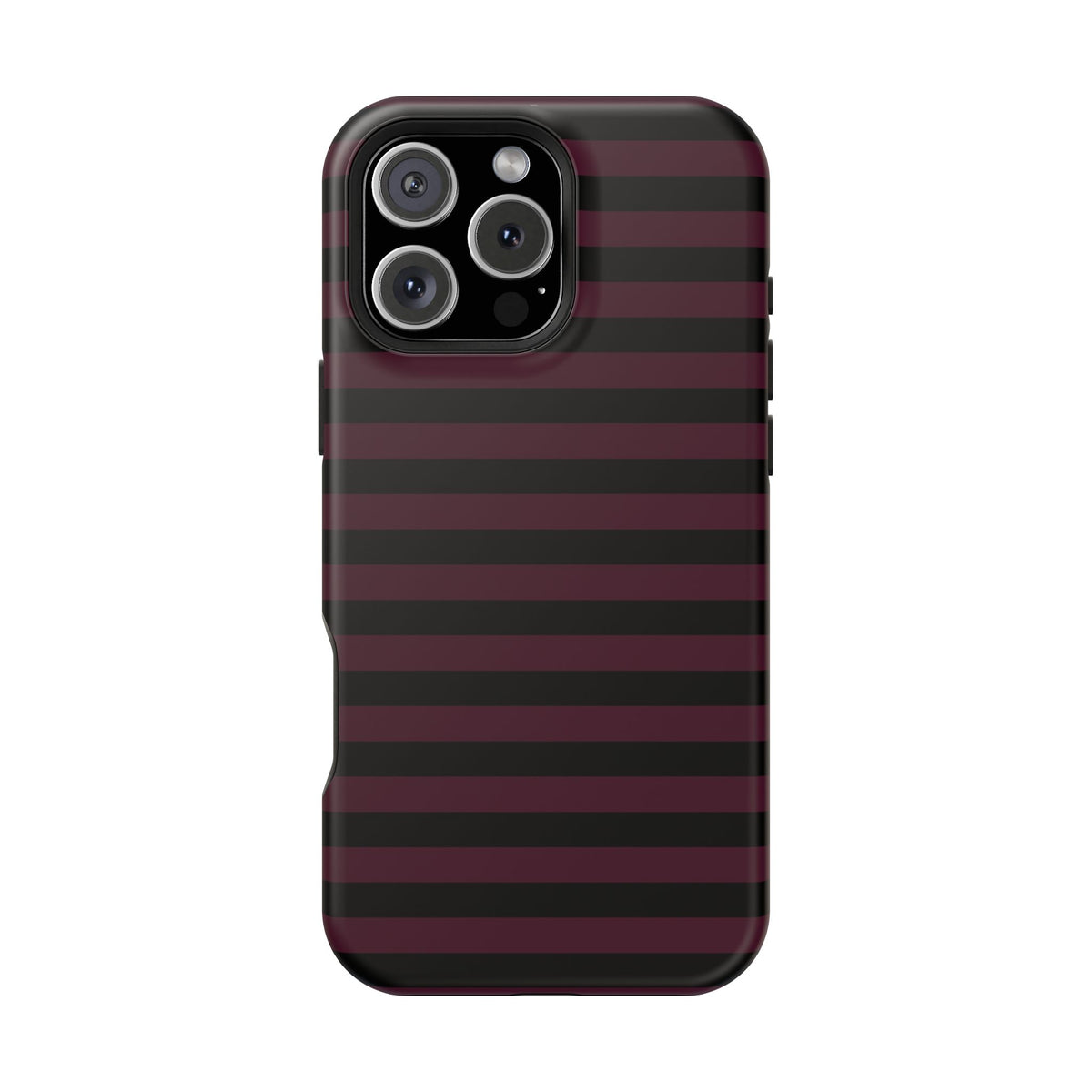 Burgundy and Black Stripes MagSafe Tough iPhone Case